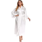 Women's Plus Size Long Satin Robes Plus Size Long Silk Robes Kimonos Sleepwear Dressing Gown
